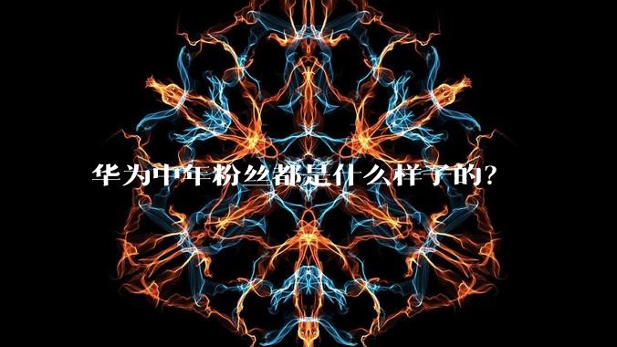 华为中年粉丝都是什么样子的?